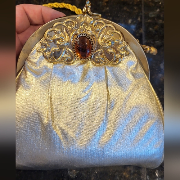 Vintage Harry Levine Mini Evening Handbag Gold w/ Amber - Picture 10 of 10